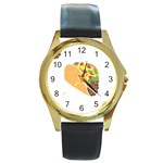 Emoji Taco Round Gold Metal Watch