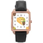 Emoji Taco Rose Gold Leather Watch 