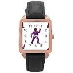 Emoji Dancing Man Rose Gold Leather Watch 