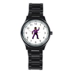 Emoji Dancing Man Stainless Steel Round Watch