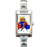 blonde super mom Rectangle Italian Charm Watch