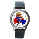 blonde super mom Round Metal Watch