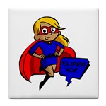 blonde super mom Tile Coaster