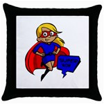 blonde super mom Throw Pillow Case (Black)