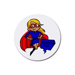 blonde super mom Rubber Round Coaster (4 pack)