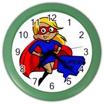 blonde super mom Color Wall Clock