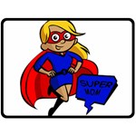 blonde super mom Fleece Blanket (Large)