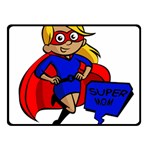 blonde super mom Fleece Blanket (Small)