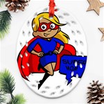 blonde super mom Ornament (Oval Filigree)