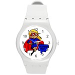 blonde super mom Round Plastic Sport Watch (M)