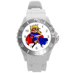 blonde super mom Round Plastic Sport Watch (L)