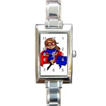 Brunette Super Mom Rectangle Italian Charm Watch