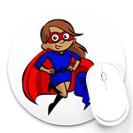 Brunette Super Mom Round Mousepad