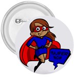 Brunette Super Mom 3  Button