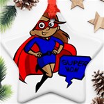 Brunette Super Mom Ornament (Star)