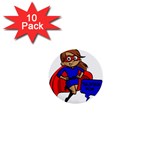 Brunette Super Mom 1  Mini Button (10 pack) 