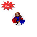 Brunette Super Mom 1  Mini Magnet (10 pack) 