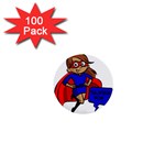 Brunette Super Mom 1  Mini Button (100 pack) 