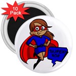 Brunette Super Mom 3  Magnet (10 pack)