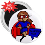 Brunette Super Mom 3  Magnet (100 pack)