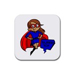 Brunette Super Mom Rubber Coaster (Square)