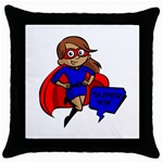 Brunette Super Mom Throw Pillow Case (Black)