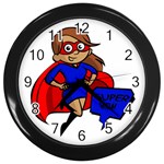 Brunette Super Mom Wall Clock (Black)