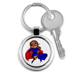 Brunette Super Mom Key Chain (Round)