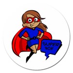 Brunette Super Mom Magnet 5  (Round)