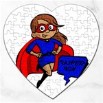 Brunette Super Mom Jigsaw Puzzle (Heart)