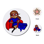 Brunette Super Mom Playing Cards (Round)