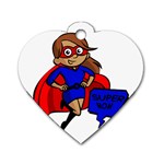 Brunette Super Mom Dog Tag Heart (One Side)