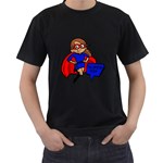 Brunette Super Mom Men s T-Shirt (Black)