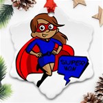 Brunette Super Mom Ornament (Snowflake)