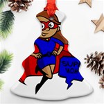 Brunette Super Mom Ornament (Christmas Tree) 