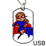 Brunette Super Mom Dog Tag USB Flash (One Side)