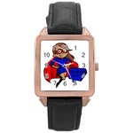 Brunette Super Mom Rose Gold Leather Watch 