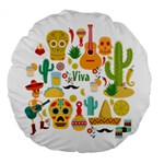 viva mexico Large 18  Premium Flano Round Cushion 