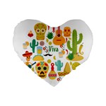 viva mexico Standard 16  Premium Flano Heart Shape Cushion 