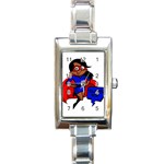 Black Super Mom Rectangle Italian Charm Watch