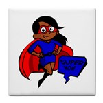 Black Super Mom Tile Coaster