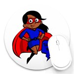 Black Super Mom Round Mousepad