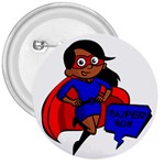 Black Super Mom 3  Button