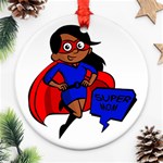 Black Super Mom Ornament (Round)