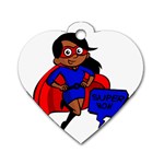 Black Super Mom Dog Tag Heart (One Side)