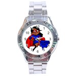 Black Super Mom Stainless Steel Analogue Watch