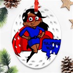 Black Super Mom Ornament (Oval Filigree)