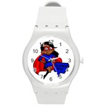 Black Super Mom Round Plastic Sport Watch (M)