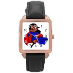 Black Super Mom Rose Gold Leather Watch 