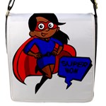 Black Super Mom Flap Closure Messenger Bag (S)